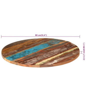 Blat masă rustic din lemn masiv reciclat, rotundă, 80 cm, handmade