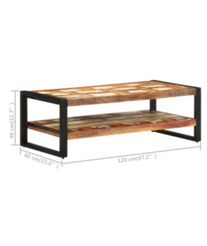Măsuță cafea rustic, din lemn masiv reciclat, dreptunghiulară, 120x60x40 cm
