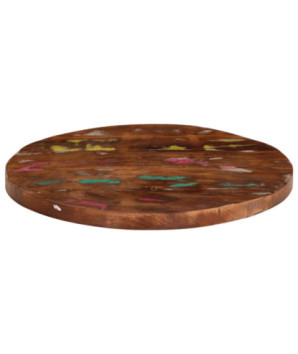 Blat masă rustic din lemn masiv reciclat, rotundă, Ø 50x2,5 cm, handmade