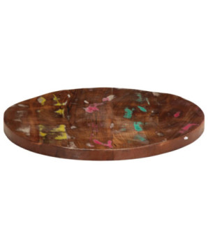 Blat masă rustic din lemn masiv reciclat, rotundă, 60 x 2,5 cm, handmade