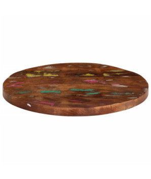 Blat masă rustic din lemn masiv reciclat, rotundă, 60 x 1,5 cm, handmade