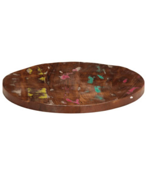 Blat masă rustic din lemn masiv reciclat, rotundă, 60 x 1,5 cm, handmade