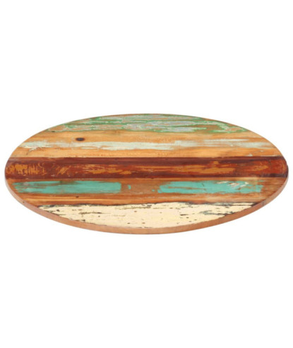 Blat masă rustic din lemn masiv reciclat, rotundă, 50 cm