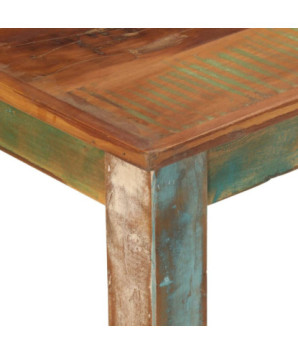 Masă de bucătărie pentru 4 persoane, aspect vintage, din lemn masiv reciclat, dreptunghiulară, 110x55x76 cm, handmade