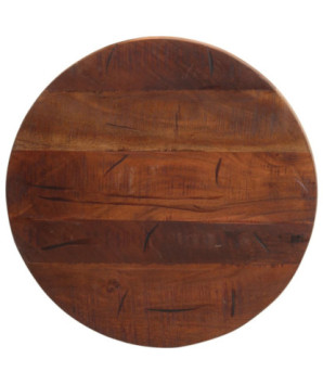 Blat masă cu finisaj natural din lemn masiv reciclat, rotundă, 40 x 3,8 cm, handmade