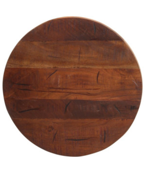 Blat masă cu finisaj natural din lemn masiv reciclat, rotundă, 40 x 2,5 cm, handmade