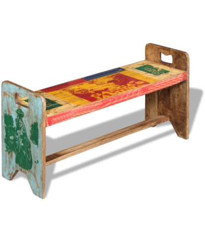 Banchetă Cola, 100 x 30 x 50 cm, lemn reciclat, cu aspect antichizat - WOODBB1196