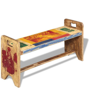 Banchetă Cola, 100 x 30 x 50 cm, lemn reciclat, cu aspect antichizat - WOODBB1196