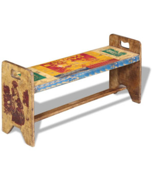 Banchetă Cola, 100 x 30 x 50 cm, lemn reciclat, cu aspect antichizat - WOODBB1196
