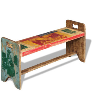 Banchetă Cola, 100 x 30 x 50 cm, lemn reciclat, cu aspect antichizat - WOODBB1196
