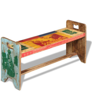 Banchetă Cola, 100 x 30 x 50 cm, lemn reciclat, cu aspect antichizat - WOODBB1196