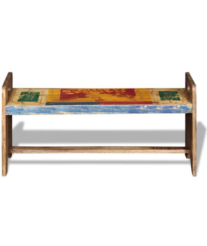 Banchetă Cola, 100 x 30 x 50 cm, lemn reciclat, cu aspect antichizat - WOODBB1196