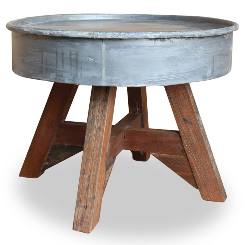 Măsuță de cafea, argintiu, 60x45 cm, amestec lemn reciclat, cu aspect industrial - WOODBB1199 Măsuță de cafea, argintiu, 60x45 cm, amestec lemn reciclat, cu aspect industrial - WOODBB1199