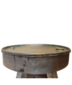 Măsuță de cafea, argintiu, 60x45 cm, amestec lemn reciclat, cu aspect industrial - WOODBB1199