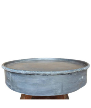 Măsuță de cafea, argintiu, 60x45 cm, amestec lemn reciclat, cu aspect industrial - WOODBB1199
