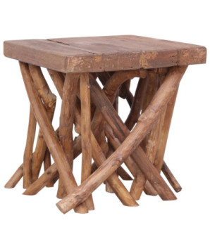Măsuță de cafea din bușteni, 40x40x40 cm, amestec lemn reciclat, cu aspect rustic - WOODBB1200