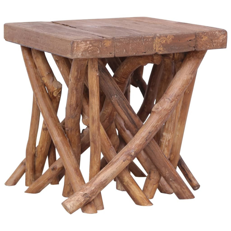 Măsuță de cafea din bușteni, 40x40x40 cm, amestec lemn reciclat, cu aspect rustic - WOODBB1200 Măsuță de cafea din bușteni, 40x40x40 cm, amestec lemn reciclat, cu aspect rustic - WOODBB1200