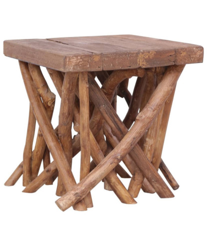 Măsuță de cafea din bușteni, 40x40x40 cm, amestec lemn reciclat, cu aspect rustic - WOODBB1200