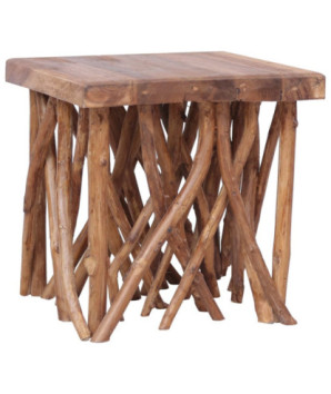 Măsuță de cafea din bușteni, 40x40x40 cm, amestec lemn reciclat, cu aspect rustic - WOODBB1200