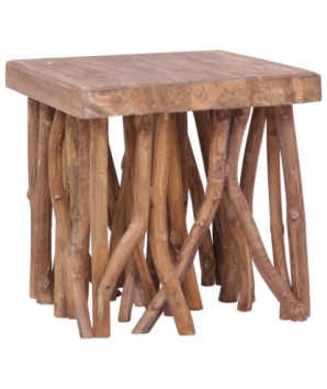Măsuță de cafea din bușteni, 40x40x40 cm, amestec lemn reciclat, cu aspect rustic - WOODBB1200