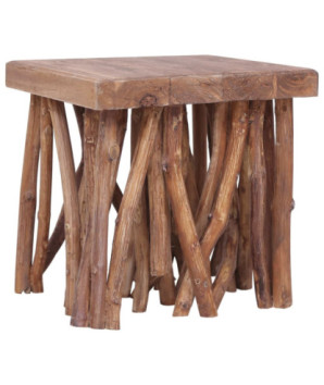 Măsuță de cafea din bușteni, 40x40x40 cm, amestec lemn reciclat, cu aspect rustic - WOODBB1200