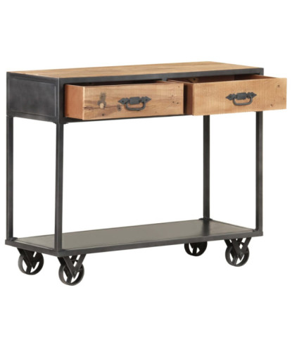 Masă consolă, 90x35x74 cm, lemn reciclat, cu aspect industrial - WOODBB1204