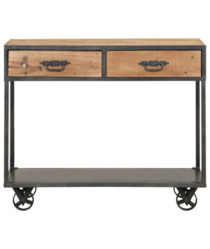 Masă consolă, 90x35x74 cm, lemn reciclat, cu aspect industrial - WOODBB1204