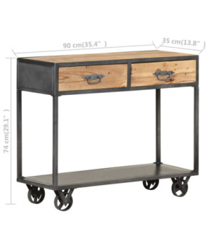Masă consolă, 90x35x74 cm, lemn reciclat, cu aspect industrial - WOODBB1204