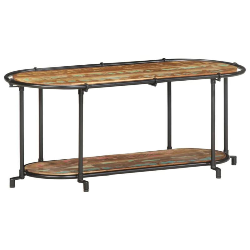 Comodă TV cu picioare, aspect industrial, din lemn masiv reciclat, 100x42x40 cm