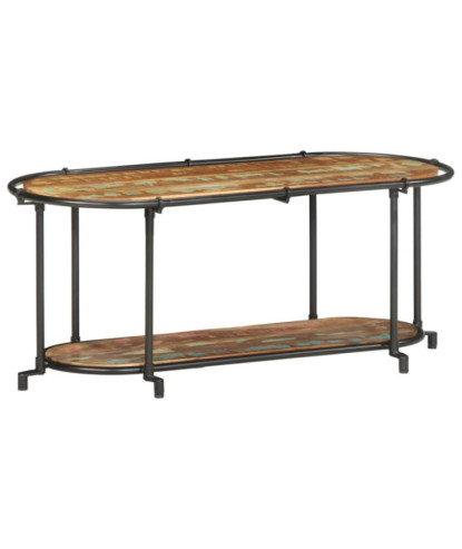 Comodă TV cu picioare, aspect industrial, din lemn masiv reciclat, 100x42x40 cm