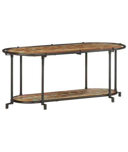 Comodă TV cu picioare, aspect industrial, din lemn masiv reciclat, 100x42x40 cm