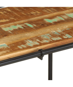 Comodă TV cu picioare, aspect industrial, din lemn masiv reciclat, 100x42x40 cm