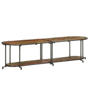 Comodă TV cu picioare, aspect industrial, din lemn masiv reciclat, 160x42x40 cm