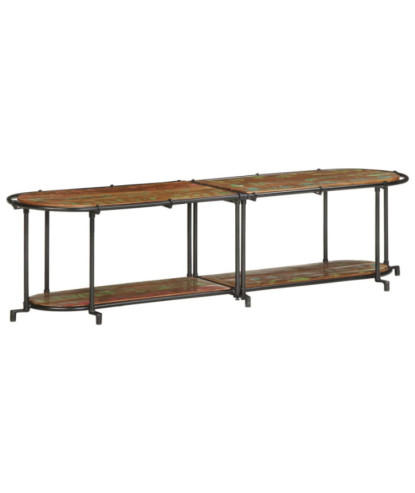 Comodă TV cu picioare, aspect industrial, din lemn masiv reciclat, 160x42x40 cm