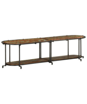 Comodă TV cu picioare, aspect industrial, din lemn masiv reciclat, 160x42x40 cm