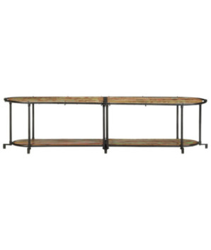 Comodă TV cu picioare, aspect industrial, din lemn masiv reciclat, 160x42x40 cm