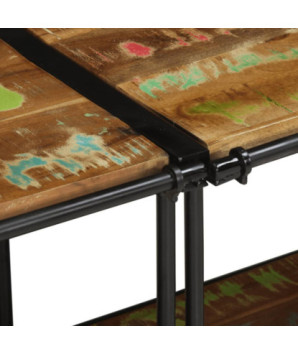Comodă TV cu picioare, aspect industrial, din lemn masiv reciclat, 160x42x40 cm