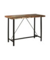 Masă bar cu 6 scaune tapițate, aspect industrial, din lemn masiv reciclat, dreptunghiulară, 150 x 70 x 107 cm, handmade Masă bar cu 6 scaune tapițate, aspect industrial, din lemn masiv reciclat, dreptunghiulară, 150 x 70 x 107 cm, handmade