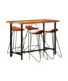 Masă bar cu 4 scaune tapițate, aspect industrial, din lemn masiv reciclat, dreptunghiulară, 150 x 70 x 107 cm, handmade Masă bar cu 4 scaune tapițate, aspect industrial, din lemn masiv reciclat, dreptunghiulară, 150 x 70 x 107 cm, handmade