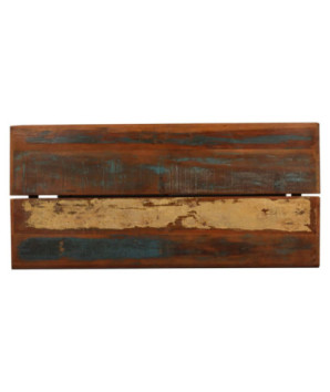 Masă bar cu 4 scaune tapițate, aspect industrial, din lemn masiv reciclat, dreptunghiulară, 150 x 70 x 107 cm, handmade