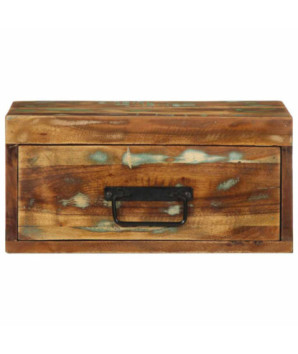 Noptieră suspendată, multicolor, din lemn masiv reciclat, cu 1 compartiment, 40 x 30 x 19 cm