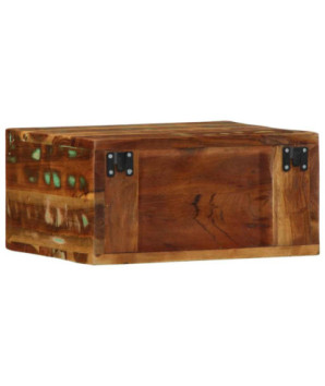 Comodă TV suspendată, aspect vintage, din lemn masiv reciclat, 40x30x19 cm