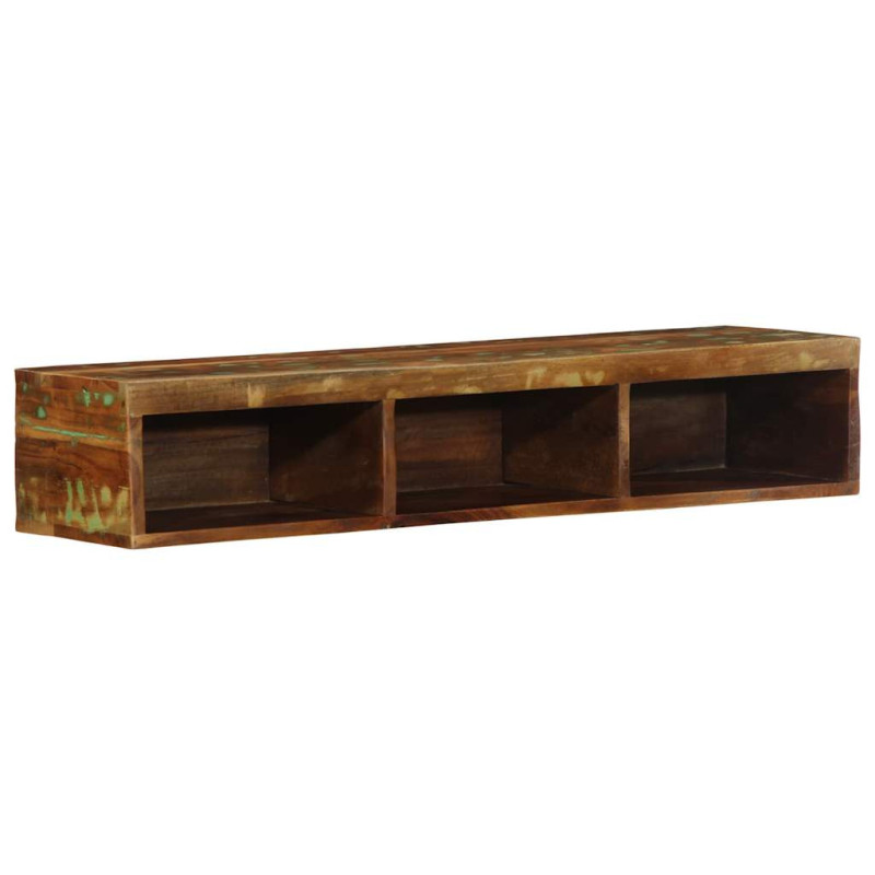 Comodă TV suspendată, aspect vintage, din lemn masiv reciclat, 100 x 30 x 19 cm Comodă TV suspendată, aspect vintage, din lemn masiv reciclat, 100 x 30 x 19 cm