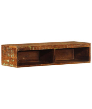 Comodă TV suspendată, aspect multicolor, din lemn masiv reciclat, 80 x 30 x 19 cm