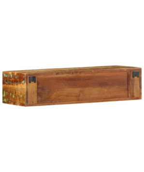 Comodă TV suspendată, aspect multicolor, din lemn masiv reciclat, 80 x 30 x 19 cm