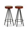 Scaune de bar, 2 buc., piele naturală, cu aspect industrial - WOODBB1232