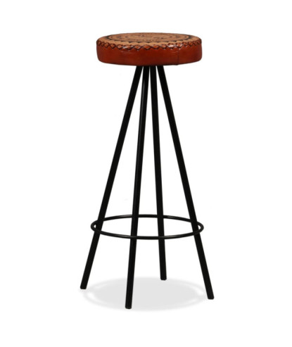 Scaune de bar, 2 buc., piele naturală, cu aspect industrial - WOODBB1232