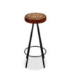 Scaune de bar, 2 buc., piele naturală, cu aspect industrial - WOODBB1232