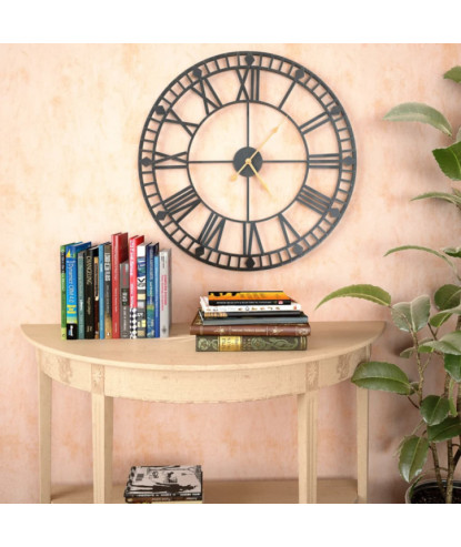 Ceas de perete vintage, cu cuarț, mecanism metal, 60 cm, XXL - WOODBB1233