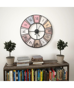 Ceas de perete vintage, 60 cm, cu mecanism cuarț, XXL - WOODBB1234